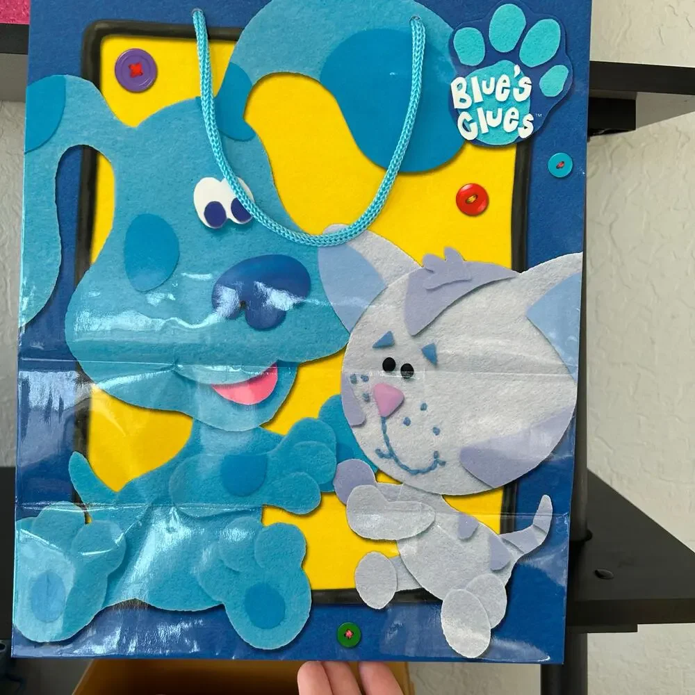 Y2K Blues Clues Birthday Gift Bag Magenta Periwinkle Nostalgia Thinking Chair